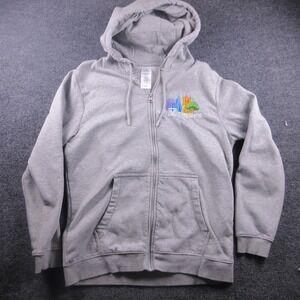 Disney Walt Disney World Hoodie Mens Medium Gray Full Zip Fleece Graphic Parks